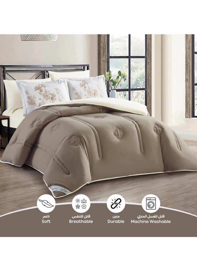 Bedding Comforter Set, King Size Fits 200x200 cm - 6-Pcs Digital Print Quilted Bed Set, Microfiber Fabric - 1 Comforter, 1 Fitted Sheet, 2 Pillow Shams, 2 Pillowcases