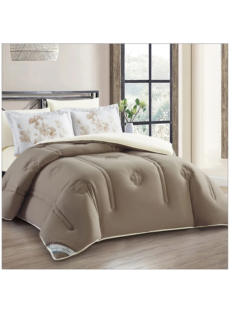 Donetella Bedding Comforter Set, King Size Fits 200x200 cm - 6-Pcs Digital Print Quilted Bed Set, Microfiber Fabric - 1 Comforter, 1 Fitted Sheet, 2 Pillow Shams, 2 Pillowcases