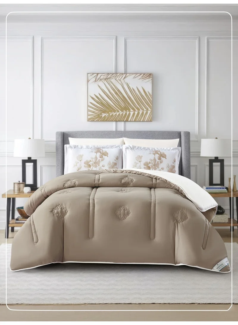 Donetella Bedding Comforter Set, King Size Fits 200x200 cm - 6-Pcs Digital Print Quilted Bed Set, Microfiber Fabric - 1 Comforter, 1 Fitted Sheet, 2 Pillow Shams, 2 Pillowcases