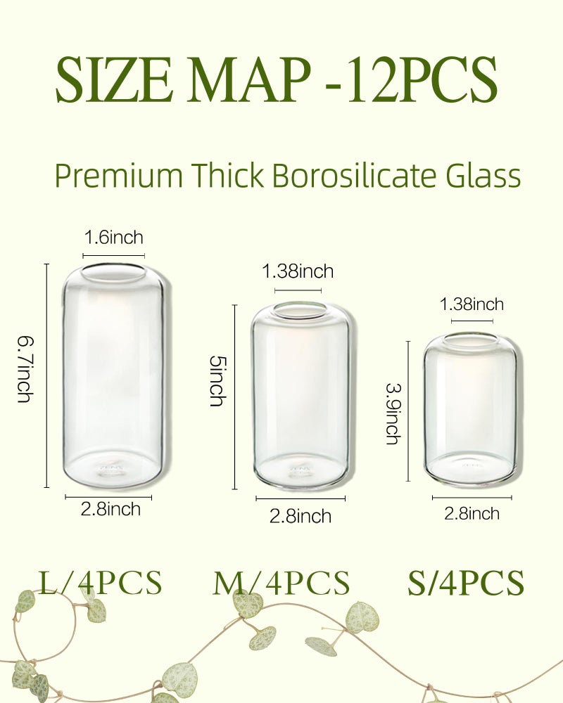 ZENS Bud Vases in Bulk Set of 12, Modern Small Glass Vases for Flower Clear Bud Vases for Wedding Centerpiece, Blown Thicker Small Vase for Flowers, Wedding Party Decorative, Home Bathroom Decor - Image 5
