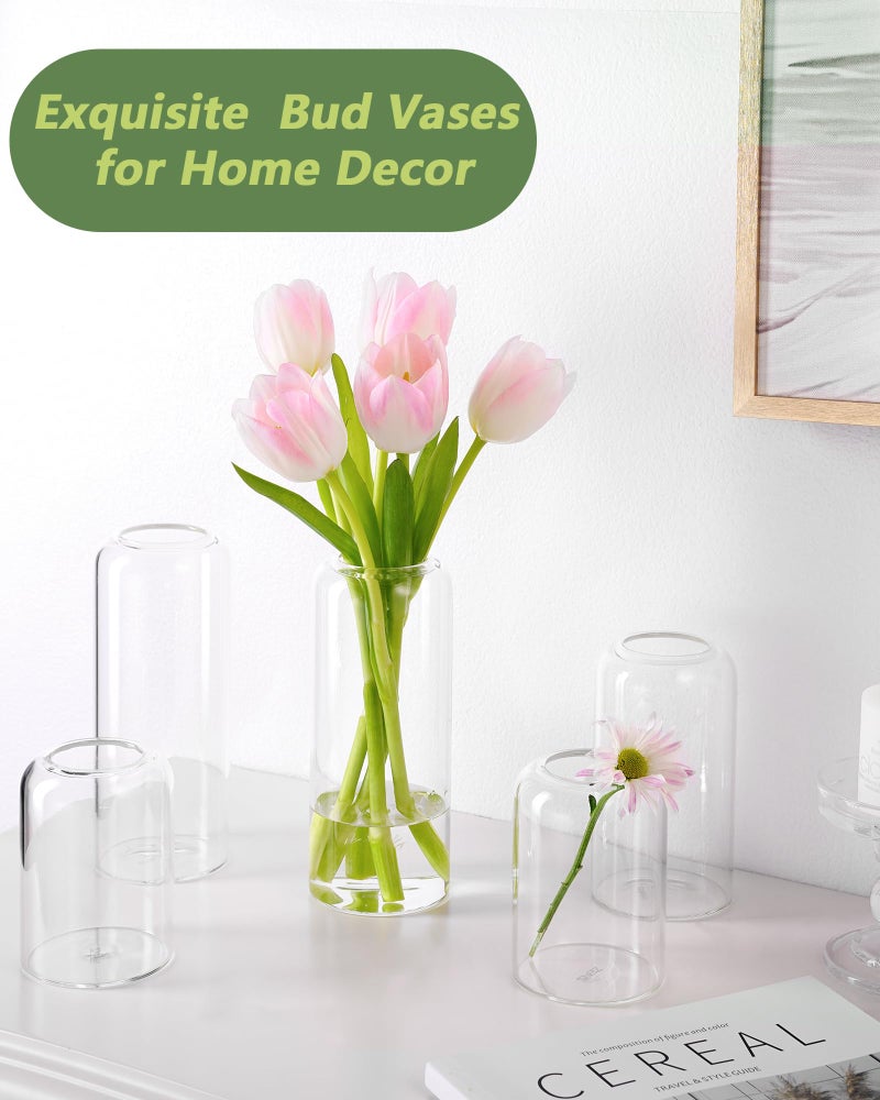 ZENS Bud Vases in Bulk Set of 12, Modern Small Glass Vases for Flower Clear Bud Vases for Wedding Centerpiece, Blown Thicker Small Vase for Flowers, Wedding Party Decorative, Home Bathroom Decor - Image 4