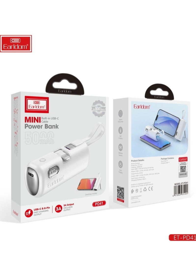 Earldom Mini 5000mAh Power Bank – 22.5W Fast Charging Portable PD41 Powerbank - Image 5