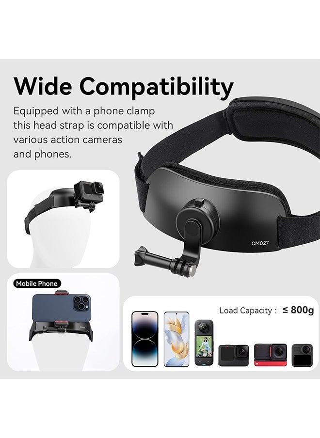 Ulanzi - ULANZI CM027 Phone Head Strap Mount Support Vertical Shots for iPhone, GoPro Hero 12 11 10 9 8 7 6 5 4 Session 3+ 3 2 1 Max, DJI Osmo Action, Insta360, Action Cameras Head Mounted Phone Holder - Image 1