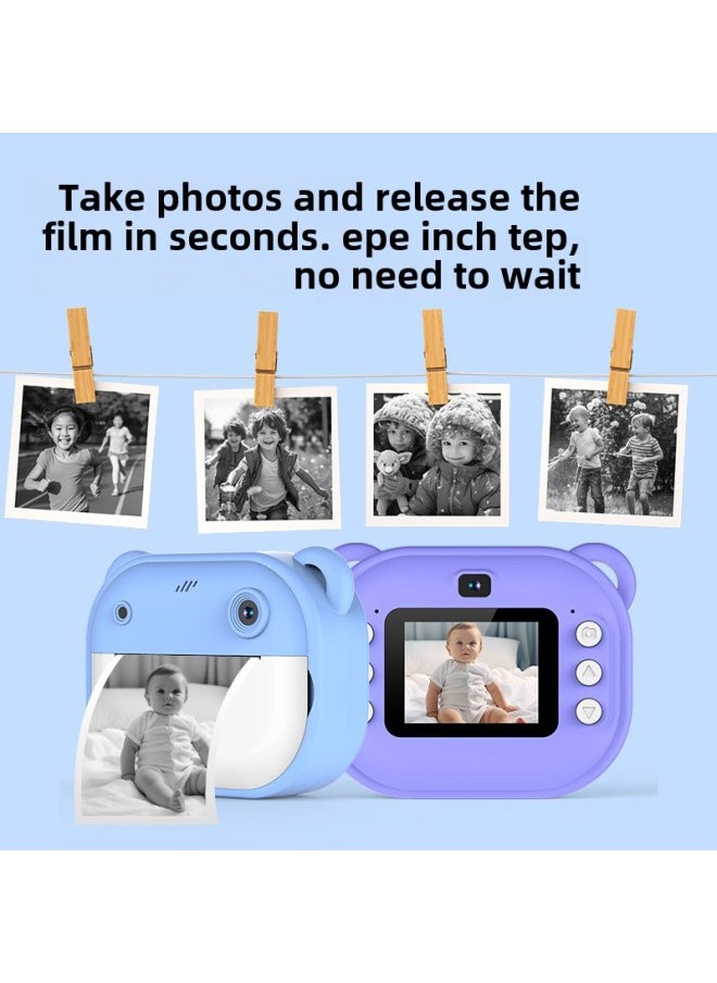 Generic HD Polaroid Digital Camera Printer Dual Lens Student Children Camera Small SLR Holiday Gift-Color:Purple HD+32G+card Reader  - Image 5