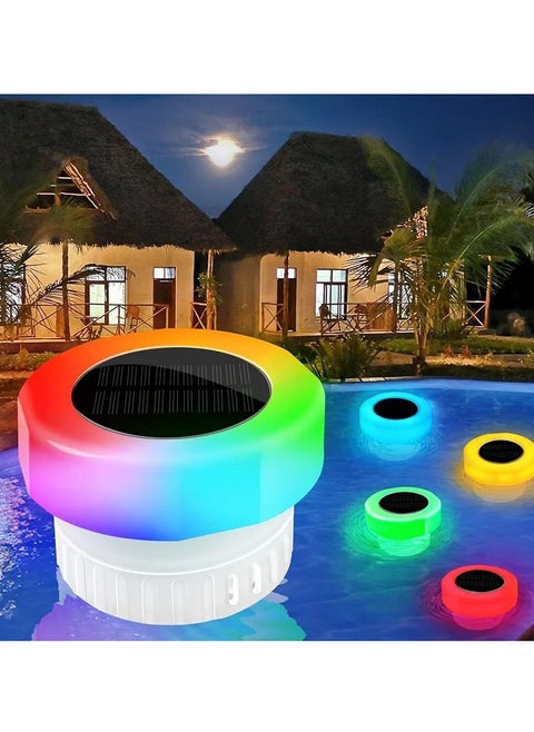 Pool chlorine floater-chlorine tablet floater with solar light,floating chlorine dispenser fit 1" and 3" chlorine tabs,adjustable pool chlorinator floater,bromine floater for swimming pool spa hot tub
