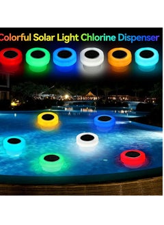 Generic Pool chlorine floater-chlorine tablet floater with solar light,floating chlorine dispenser fit 1" and 3" chlorine tabs,adjustable pool chlorinator floater,bromine floater for swimming pool spa hot tub  - Image 2