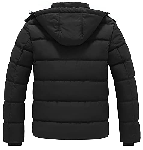 GGleaf Men's Hooded Winter Coat Warm Puffer Jacket Thicken Quilted Jacket Medium Black - Image 2
