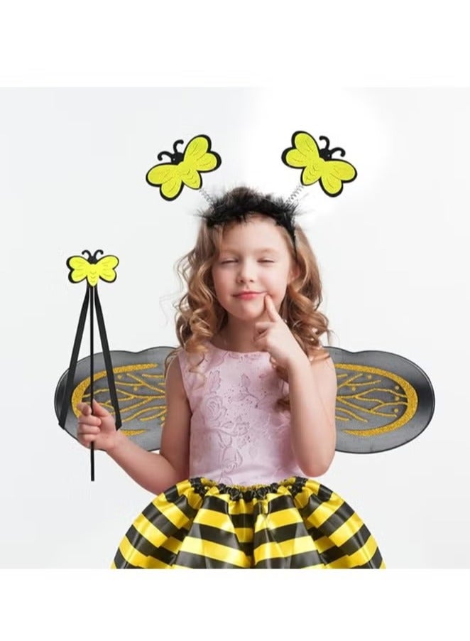 4 Piece Bee Costume with Wings, Headband, Skirt and Wand Skirt Costume - Image 2