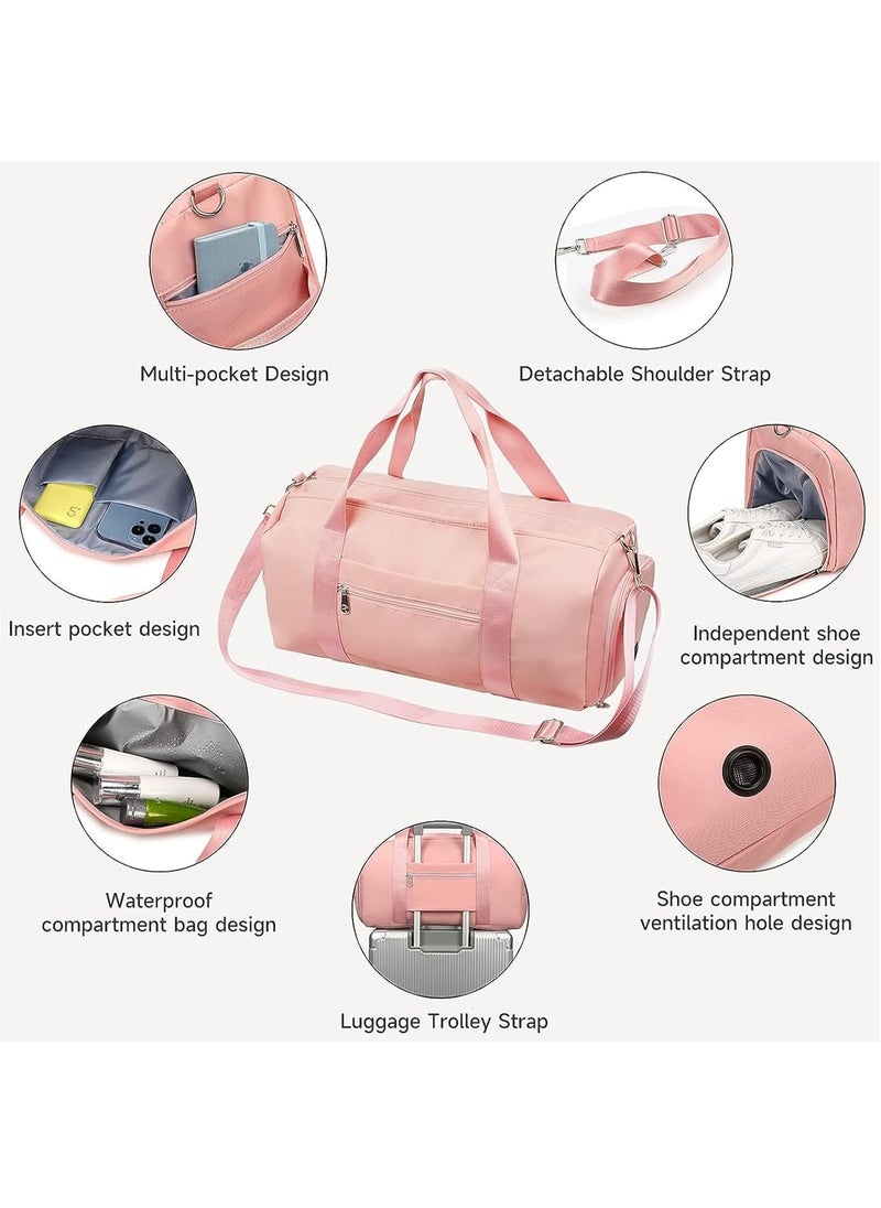 Generic Women's Men's Gym Bag Waterproof Sports Duffel Bag with Wet Bag and Shoe Compartment Travel Duffel Bag Weekend Overnight Bag Hospital Bag Travel Bag Carry-On Bag Swim Bag Beach Bag (Pink)  - Image 5
