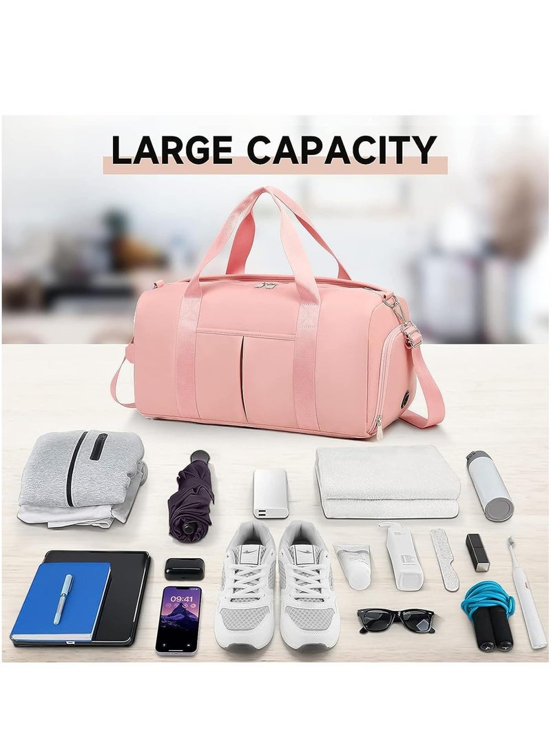 Generic Women's Men's Gym Bag Waterproof Sports Duffel Bag with Wet Bag and Shoe Compartment Travel Duffel Bag Weekend Overnight Bag Hospital Bag Travel Bag Carry-On Bag Swim Bag Beach Bag (Pink)  - Image 2
