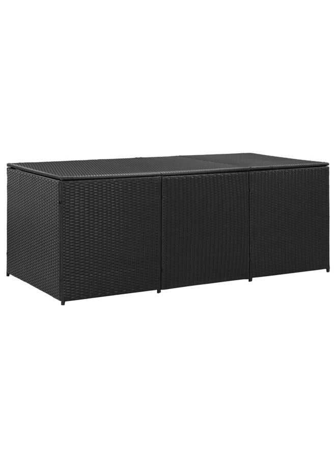 فيداكسل vidaXL صندوق تخزين للحديقة بولي روطان 180×90×70 سم أسود - Image 1