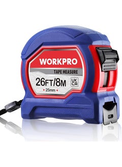 WORKPRO WORKPRO Tape Measure 8M 26FT, Retractable Professional Measuring Tape, Imperial and Metric Measurements with Metal Belt Clip  - Image 1