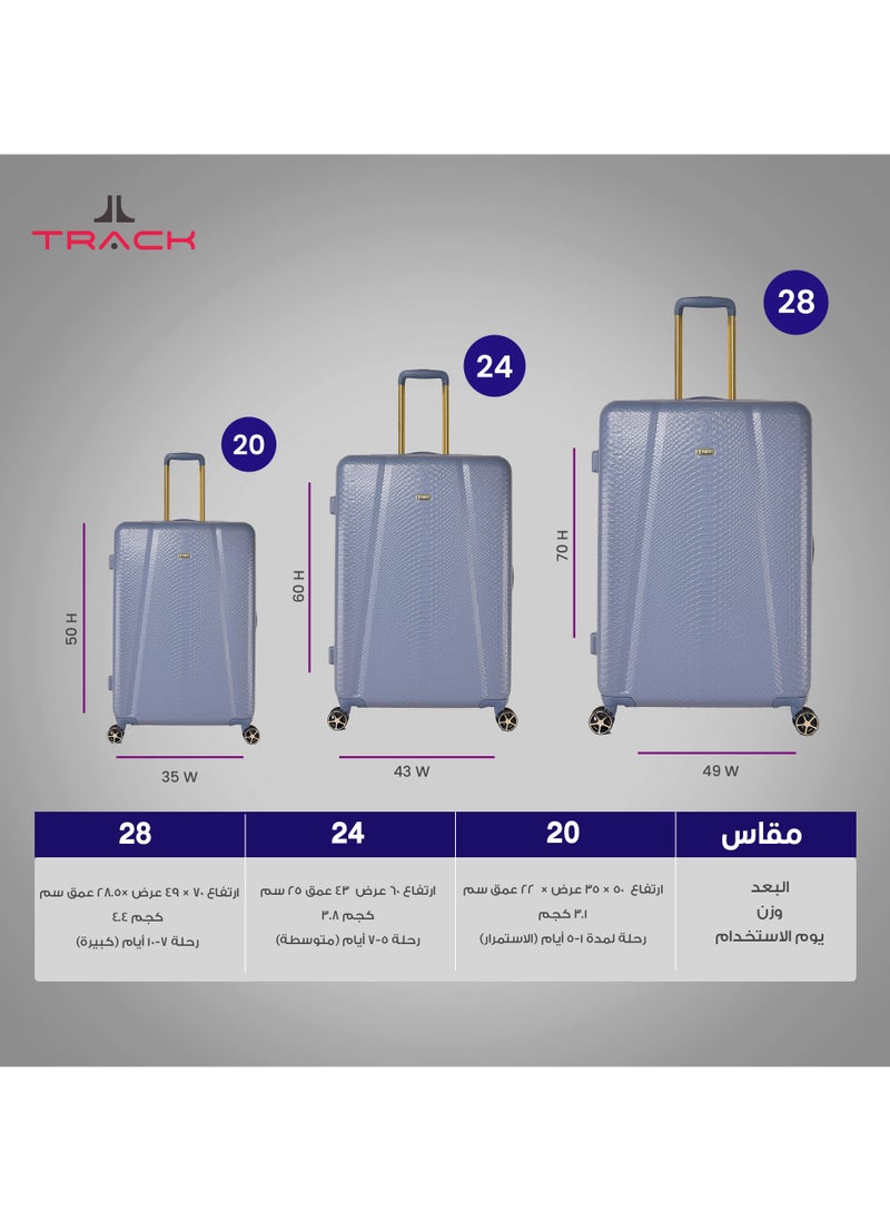 Track - TRACK Luggage set 3 pcs elegant travel bags, 28/24/20 inch, Denim Blue - Image 1