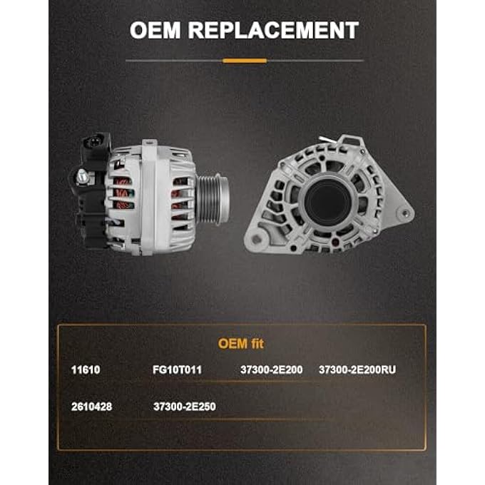 ROADFAR New Alternator Replacement for Hyundai for Elantra 2011-2017, for Hyundai for Elantra Coupe 2013-2014,for Hyundai for Elantra GT 2013-2014,for Kia for Forte 2014-2016,for Kia for Soul 2012-13 - Image 3