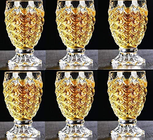 OANGO Crystal Clear Dynamic Pineapple Glass 250 ml Classic Glasses Set Juice Glasses Water Glass Drinking Glass Pineapple Party Shot Glasses in Gift BoxGlass Set of 6 - Image 2