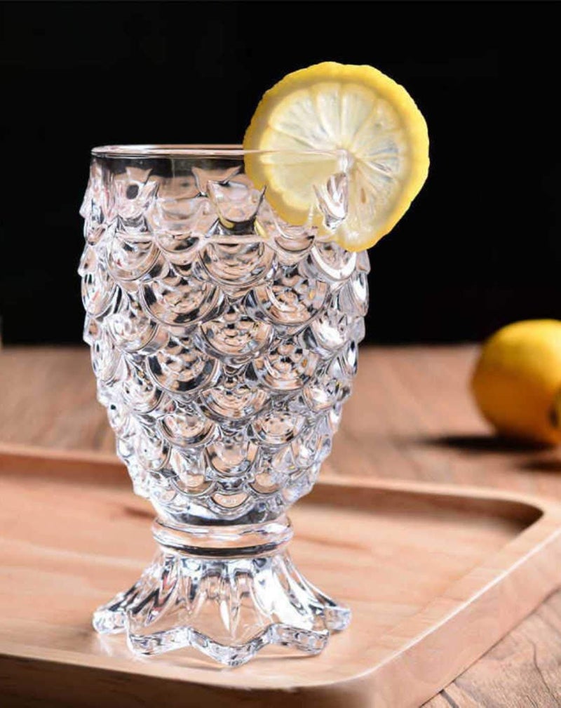 OANGO Crystal Clear Dynamic Pineapple Glass 250 ml Classic Glasses Set Juice Glasses Water Glass Drinking Glass Pineapple Party Shot Glasses in Gift BoxGlass Set of 6 - Image 4