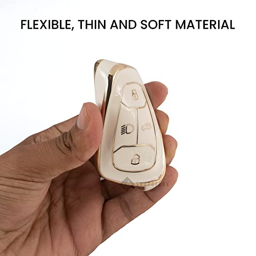 Shopoflux® TPU Key Cover Compatible with Tata Nexon | Harrier | Safari | Altroz | Tigor | EV | Punch | Tiago EV Electric 4 Button Smart Key Only (White Pack of 2) - Image 4