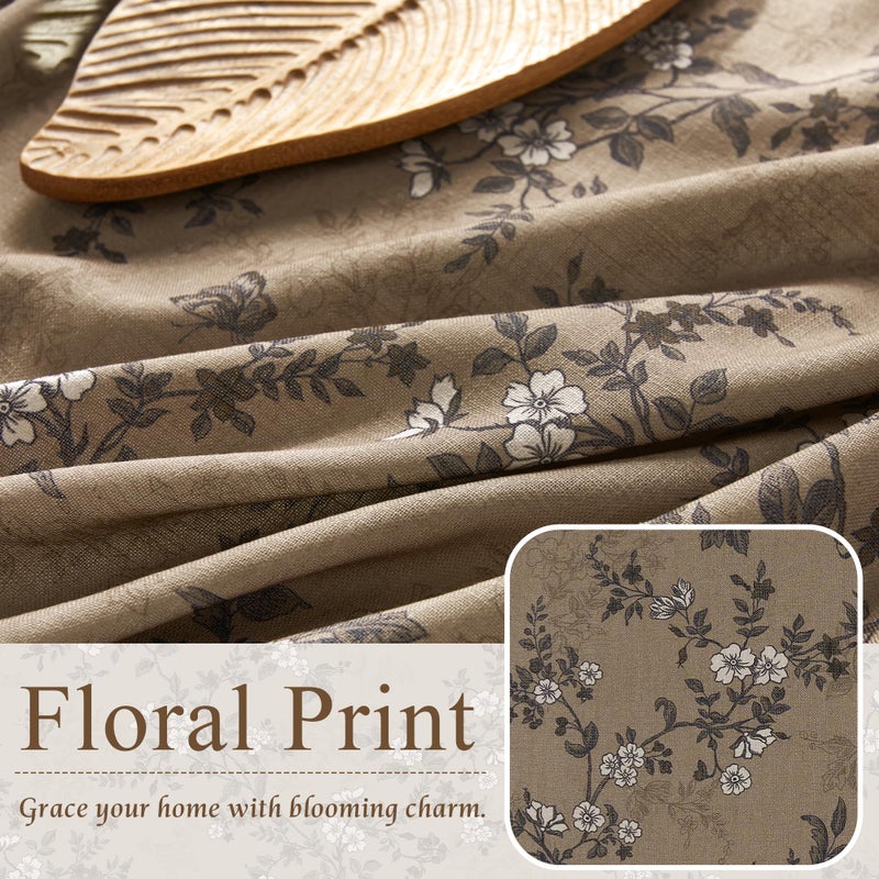 StangH Vintage Floral Curtains French Country Linen Texture Light Filtering Printed Drapes Victorian Decor for Living Room/Bedroom/Dining Room, W52 x L84, Khaki, 2 Panels - Image 2