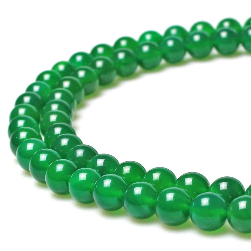 MJDCB 7A Natural Green Agate Beads Round Stone Loose Beads for Necklace Bracelet Charms Jewelry Making 15 6mm