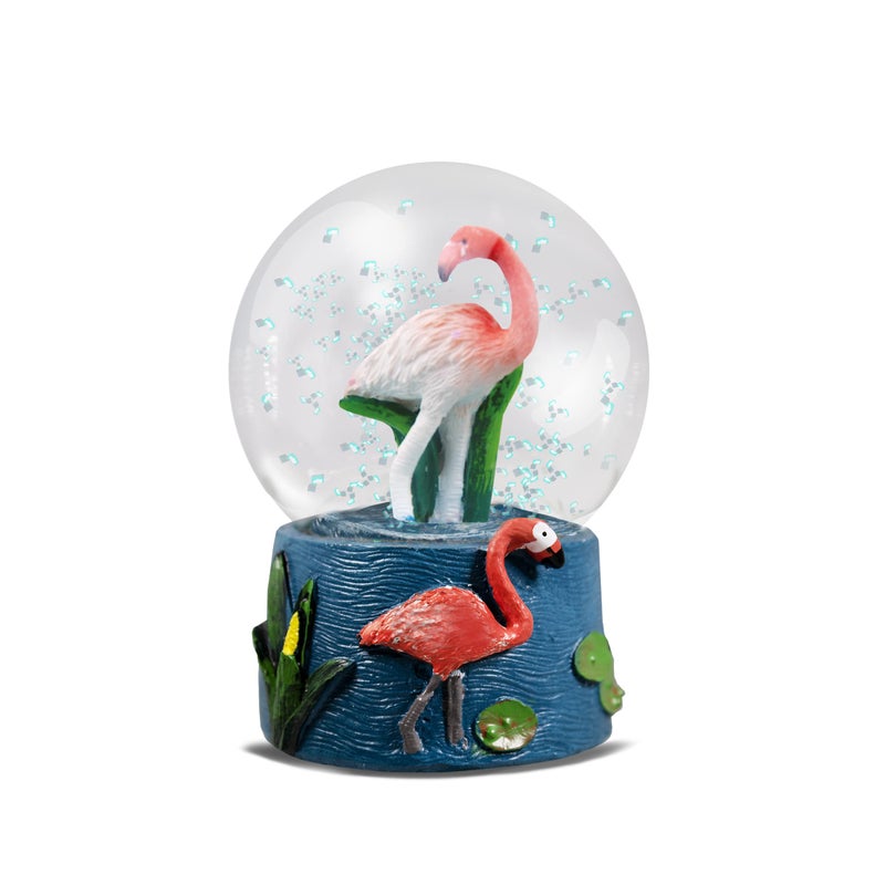  ديلوكس بايز كرة الماء - فلامنغو من Deluxebase. ثلج غلوب ديكور الحيوانات مع التماثيل فلامنغو. Glass Glitter Globe مع تماثيل الراتنج وقاعدة مصبوب. ديكورات منزلية ديكور الجدة وهدايا فلامنغو. - Image 1