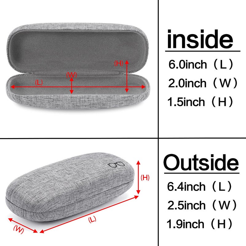Vemiss Hard Shell Eyeglasses Cases, Linen Fabrics Protector Sunglasses Case, Large Glasses Case (Small Gray/Gray) - Image 3