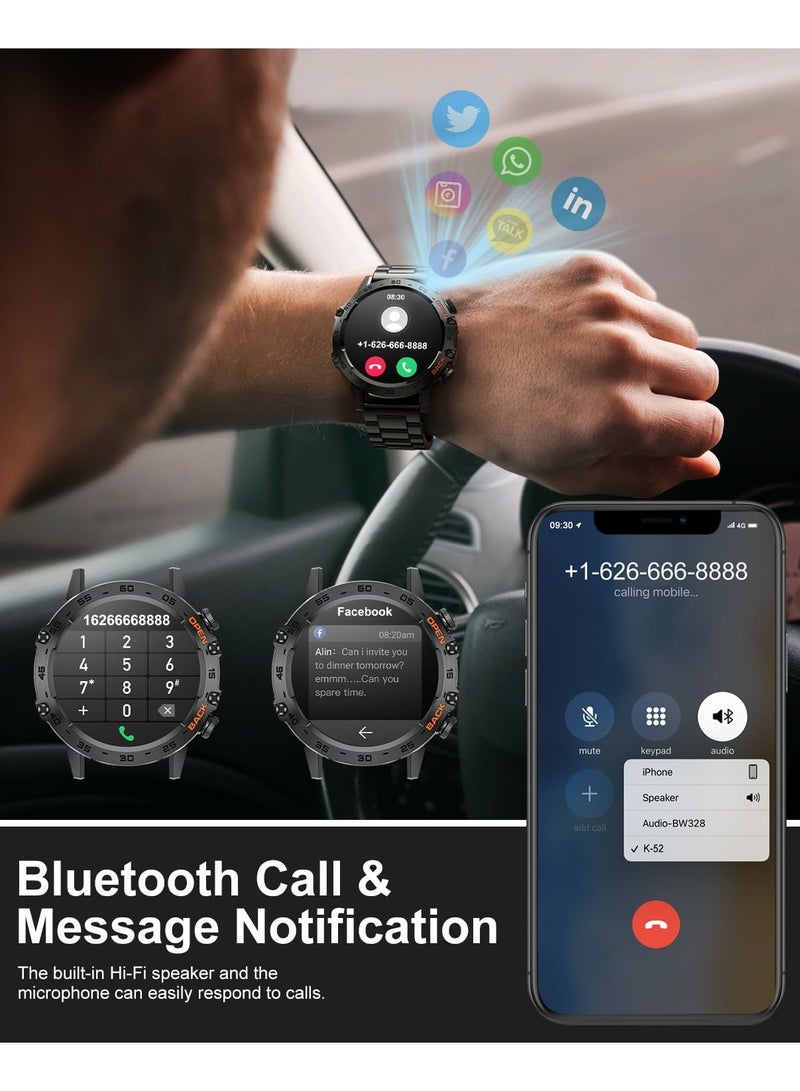 TDZDDYS Smart Watches for Men, 1.39" Military Smartwatch with SpO2, Sleep Monitor, Step Counter, 24/7 Heart Rate, Tactical Fitness Watch with 100+ Sports Modes, Make/Answer Call, Metal Band, Black - Image 2