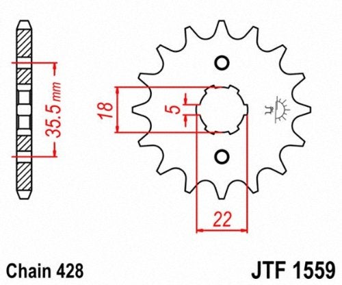 JT Sprockets JTF1559.14 14 Tooth Steel Front Countershaft Sprocket  Single - Image 2