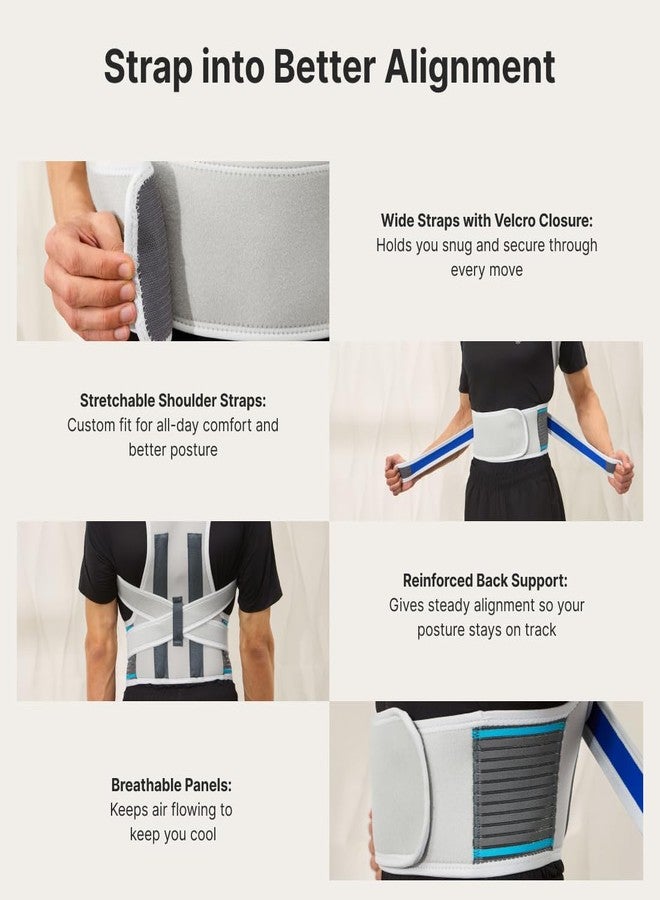 CULT Align Pro Posture Corrector Neoprene Foam Back Support Belt for Men & Women Adjustable Spine & Shoulder Brace Breathable, All-Day Comfort Upper Back, Neck & Shoulder Alignment Support - Grey - Image 5