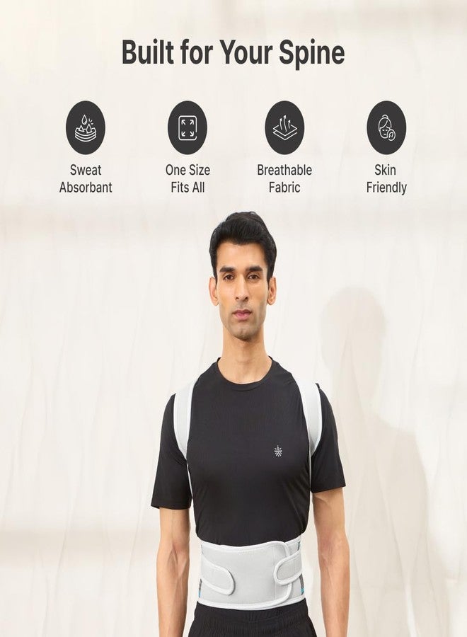 CULT Align Pro Posture Corrector Neoprene Foam Back Support Belt for Men & Women Adjustable Spine & Shoulder Brace Breathable, All-Day Comfort Upper Back, Neck & Shoulder Alignment Support - Grey - Image 3