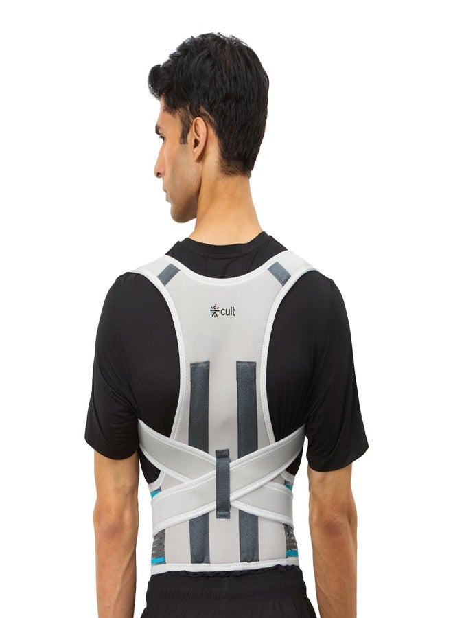CULT Align Pro Posture Corrector Neoprene Foam Back Support Belt for Men & Women Adjustable Spine & Shoulder Brace Breathable, All-Day Comfort Upper Back, Neck & Shoulder Alignment Support - Grey - Image 1