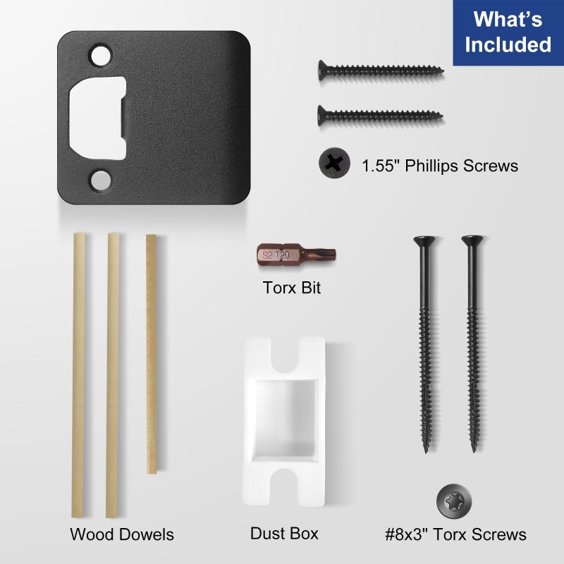 Mosecyou Extended Lip Strike Plate 2-1/2"" X 2-1/4""  Heavy Duty Version  Extra Wide Lip Door Latch Striker With Reinforced Torx/Star Screws & Bit  Extender Strike Restorer Kit (Matte Black  1 Pack) - Image 4