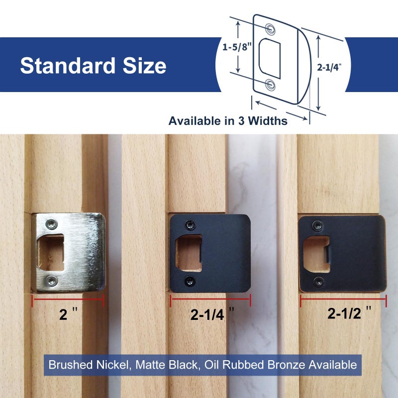 Mosecyou Extended Lip Strike Plate 2-1/2"" X 2-1/4""  Heavy Duty Version  Extra Wide Lip Door Latch Striker With Reinforced Torx/Star Screws & Bit  Extender Strike Restorer Kit (Matte Black  1 Pack) - Image 2