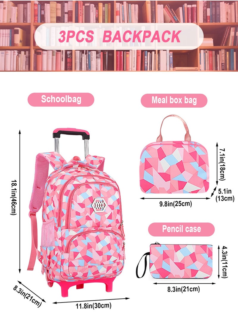 URbazaar 3-PCS Boys Rolling Backpacks Kids'Luggage Wheeled Backpack for School Boys Trolley Bags Roller Bookbag with Lunch Bag  - Image 2