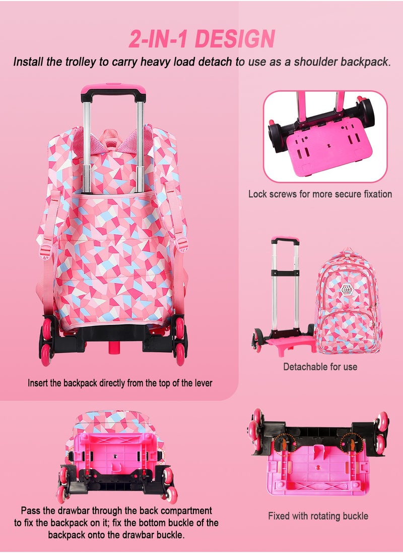 URbazaar 3-PCS Boys Rolling Backpacks Kids'Luggage Wheeled Backpack for School Boys Trolley Bags Roller Bookbag with Lunch Bag  - Image 4