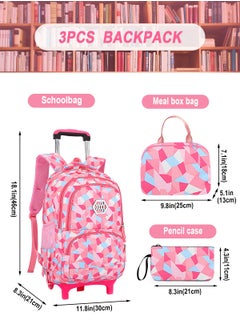 URbazaar 3-PCS Boys Rolling Backpacks Kids'Luggage Wheeled Backpack for School Boys Trolley Bags Roller Bookbag with Lunch Bag  - Image 2