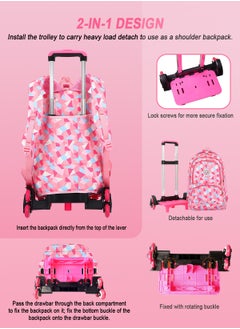URbazaar 3-PCS Boys Rolling Backpacks Kids'Luggage Wheeled Backpack for School Boys Trolley Bags Roller Bookbag with Lunch Bag  - Image 4