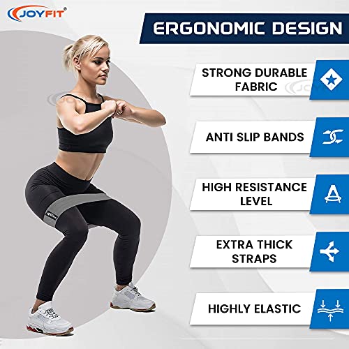 Joyfit Resistance Bands Set- Thick Wide Non Slip Elastic Hip Bands Set for Squat Glute Hip Thigh Workout Training,Stretch Exercise Loops for Home and Gym, Suitable for Men and Women[ 3Pc] (3 Pc Set) - Image 4