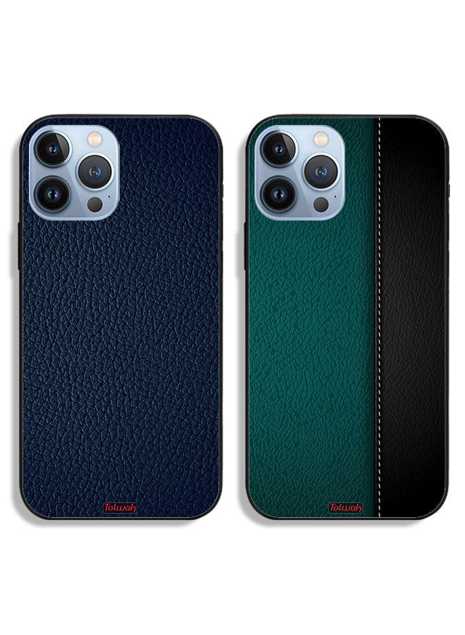 Tolwak Two Cases For Apple iPhone 13 Pro Max Protective Covers Leather Pattern - Image 1