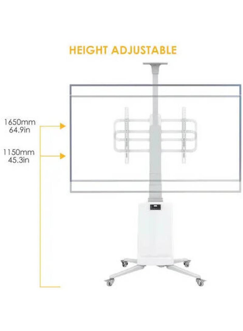 NB ERGONOMIC Motorized TV Floor Stand for 55-85 Inch LCD or LED Flat Panel TVs up to 150 lbs, Electric Height Adjustment 1200mm to 1700mm, VESA Compatible 200x200mm to 600x400mm, Mobile with Heavy-Duty Casters, White - TW85W - Image 5