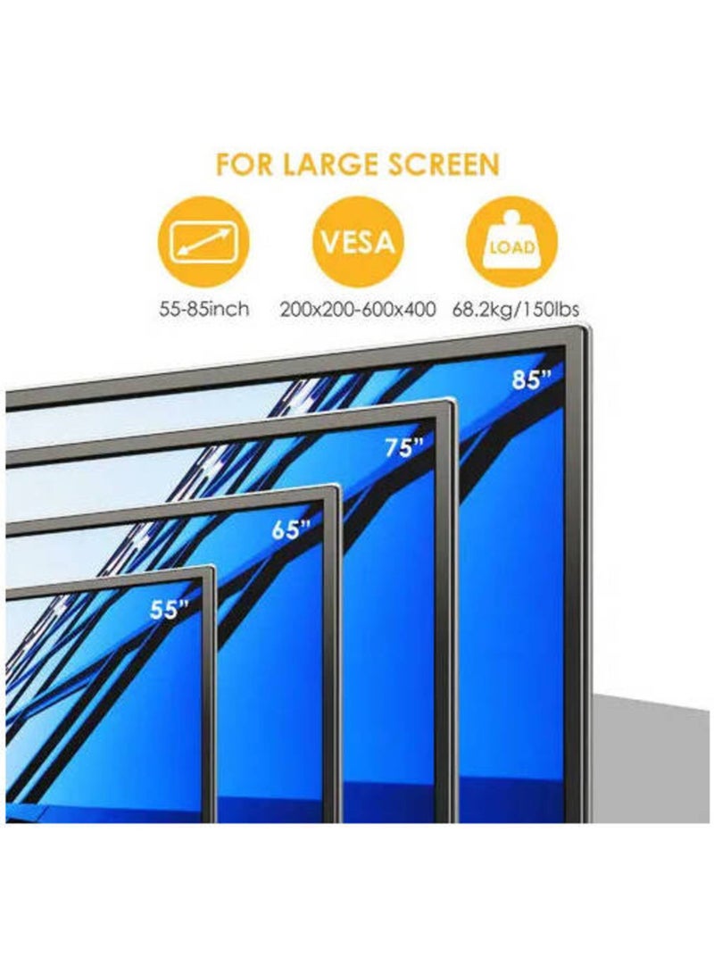 NB ERGONOMIC Motorized TV Floor Stand for 55-85 Inch LCD or LED Flat Panel TVs up to 150 lbs, Electric Height Adjustment 1200mm to 1700mm, VESA Compatible 200x200mm to 600x400mm, Mobile with Heavy-Duty Casters, White - TW85W - Image 4