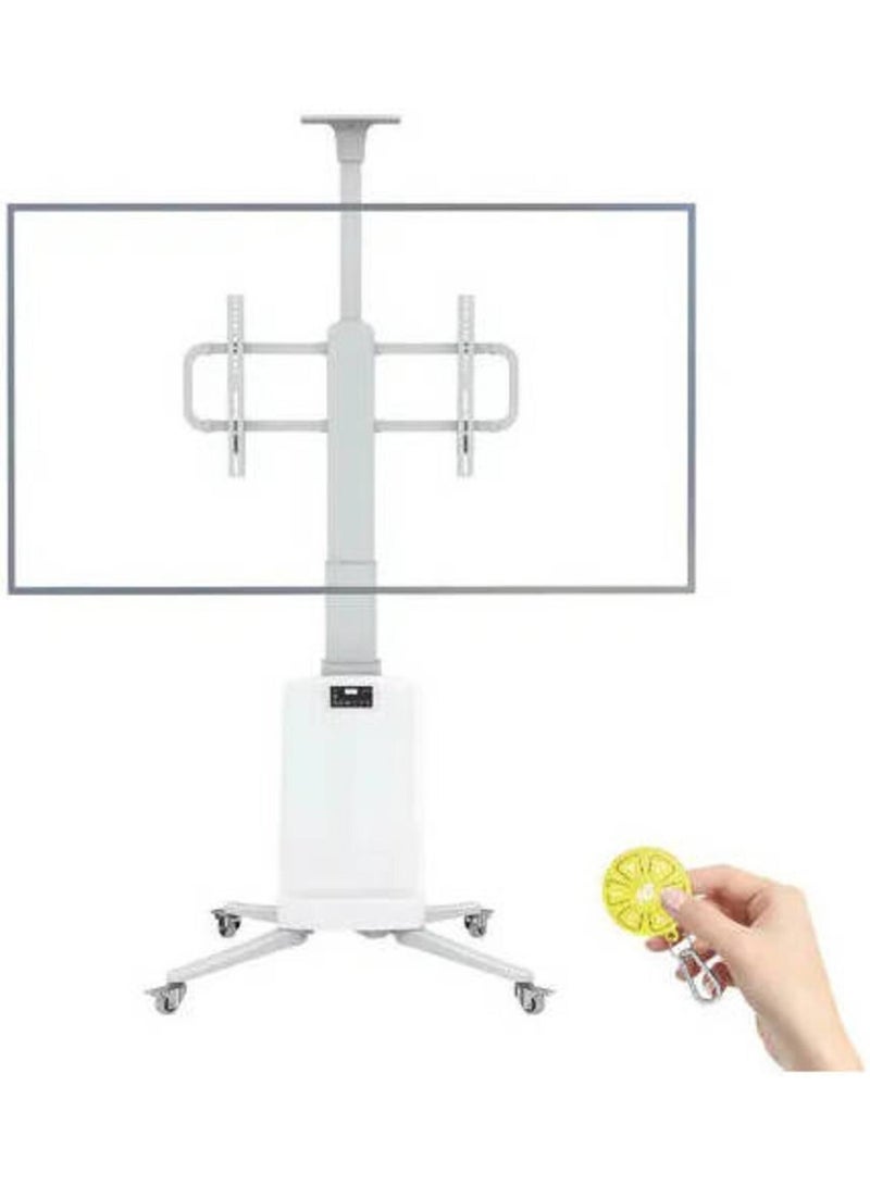 ان بي ايرجونوميك حامل تلفزيون أرضي كهربائي لدعم تلفزيونات LCD أو LED مسطحة من 55 إلى 85 بوصة بوزن يصل إلى 150 رطل، تعديل كهربائي في الارتفاع من 1200 مم إلى 1700 مم، توافق VESA من 200x200 مم إلى 600x400 مم، متنقل مع عجلات ثقيلة، لون أبيض - NB-TW85W - Image 3