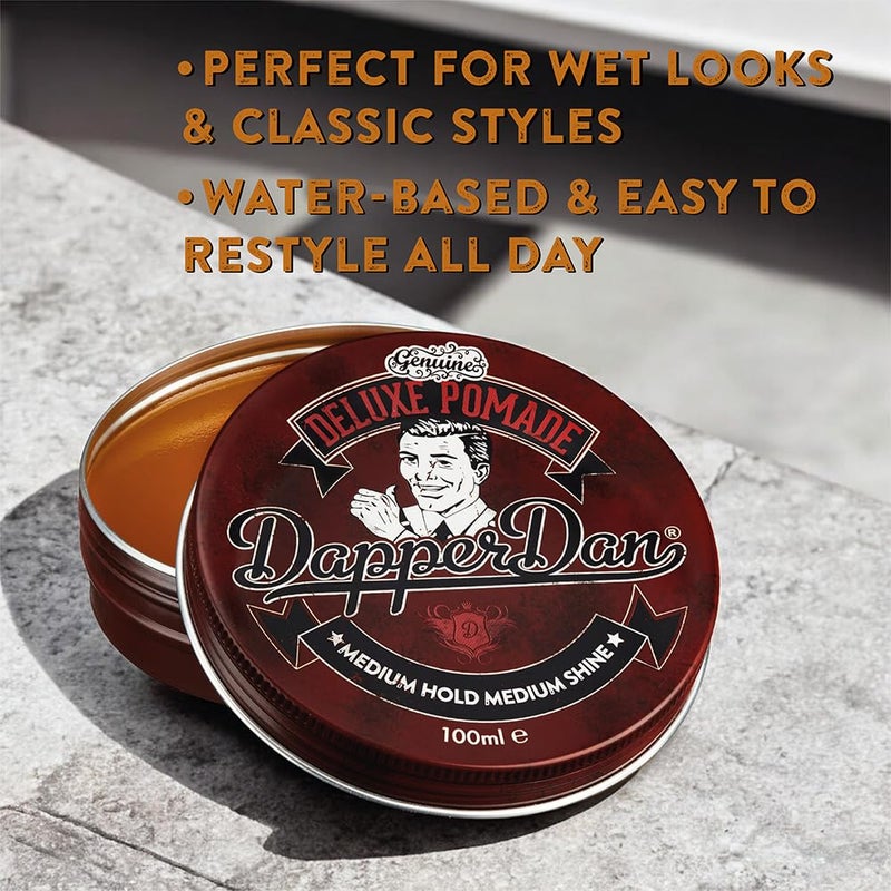 Dapper Dan Deluxe Pomade By Dapper Dan, Medium Hold Medium Shine, No Greasiness Or Flakiness, Citrus & Vanilla Fragrance 100ml - Image 3