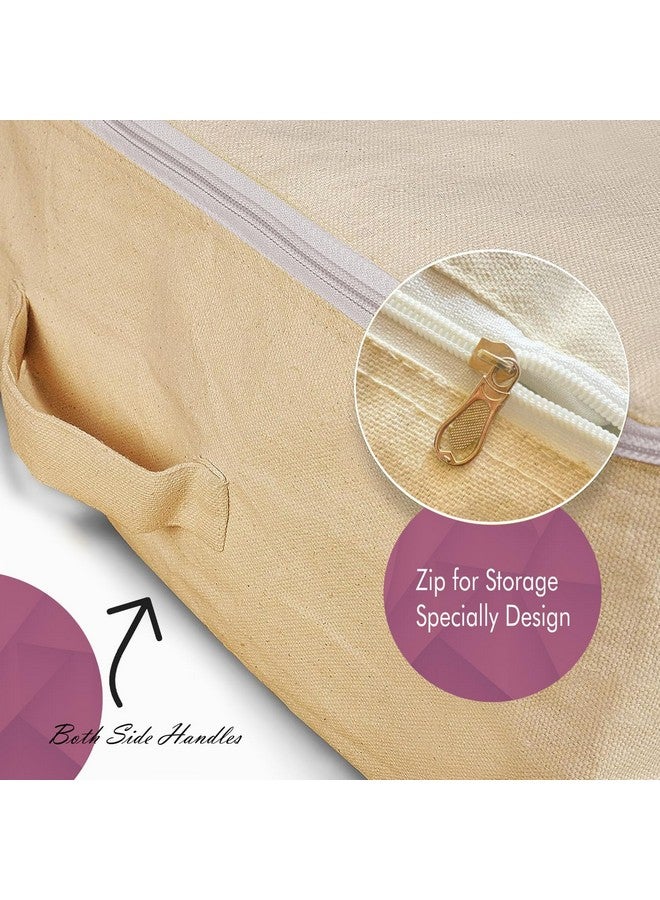 Golden Bird Golden bird Cotton Canvas Clothes Storage Bags/Saree Covers with Zip for Storage Woman Dresses, Sarees, Lehengas for Wardrobe Organizer (5 PCS) - Image 3