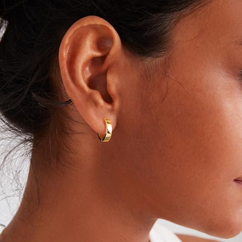 Gacimy Huggie Hoop Earrings for Women 14k Gold Plated, Small Hoop Earrings for Women, 1/2 Inch Round - Image 4