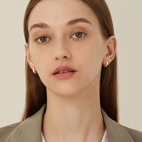 Gacimy Huggie Hoop Earrings for Women 14k Gold Plated, Small Hoop Earrings for Women, 1/2 Inch Round - Image 2