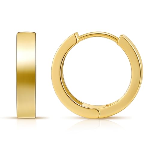 Gacimy Huggie Hoop Earrings for Women 14k Gold Plated, Small Hoop Earrings for Women, 1/2 Inch Round - Image 1