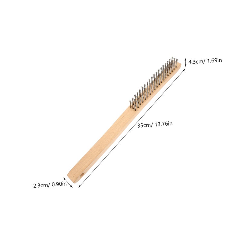 Heavy Duty Stainless Steel Wire Brush Wooden Handle Rust Removal Cleaning Scrub Tool - Image 3