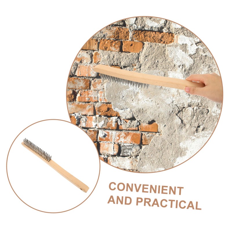 Heavy Duty Stainless Steel Wire Brush Wooden Handle Rust Removal Cleaning Scrub Tool - Image 4