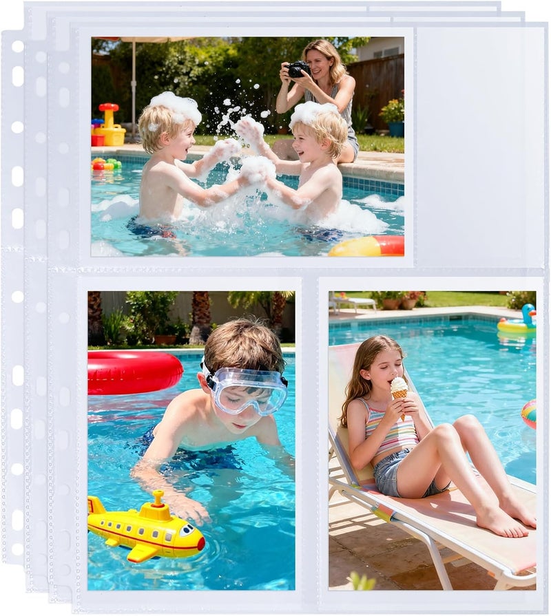 Zofly 30 Pack 4x6" Photo Album Refill Pages for 3 Ring Binder,Ultra-Clear Photo Sleeves Holding 180 Pictures, Double-Sided 3 Pockets Photo Pages with Memo Slot,Photo Sheet Protector for Photos and Postcards - Image 1