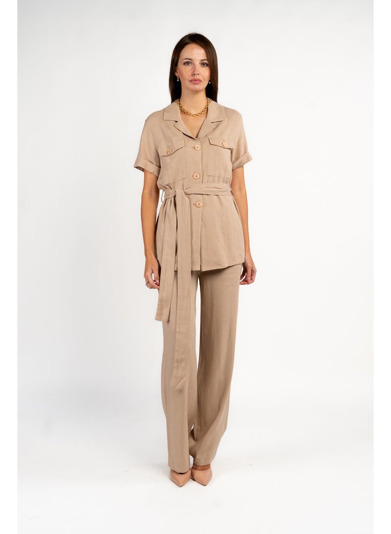 Fashonara Linen Beige Co-Ord Set - Image 1